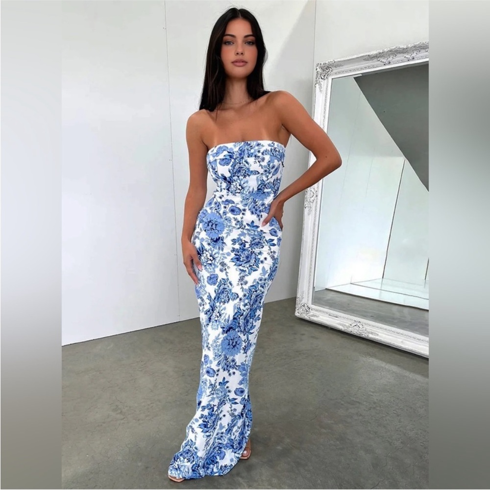 Multi‎ Floral Split Long Dress